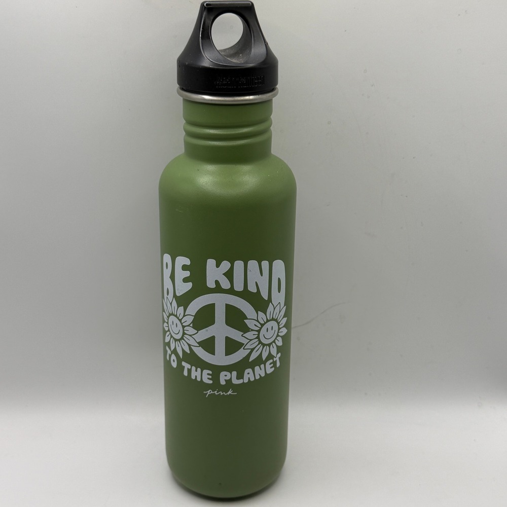 Klean Kanteen Green‎ VS Pink Be Kind To The Planet Peace Sunflower Water Bottle